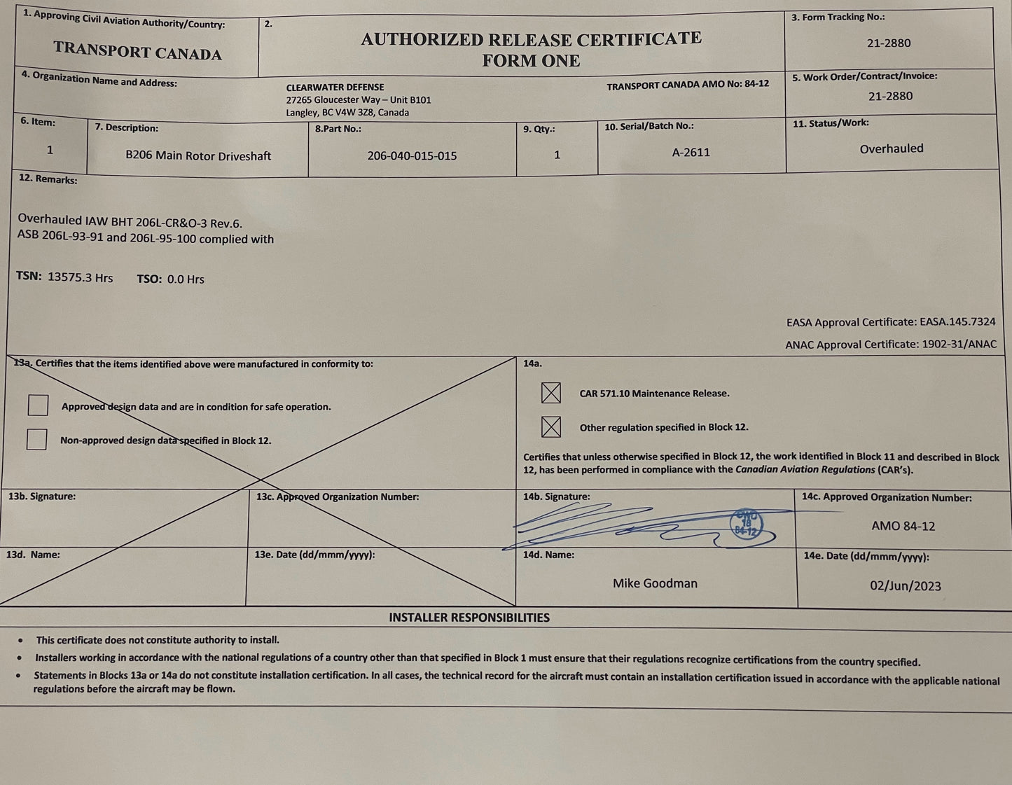 DRIVE SHAFT ASSY P/N 206-040-015-015